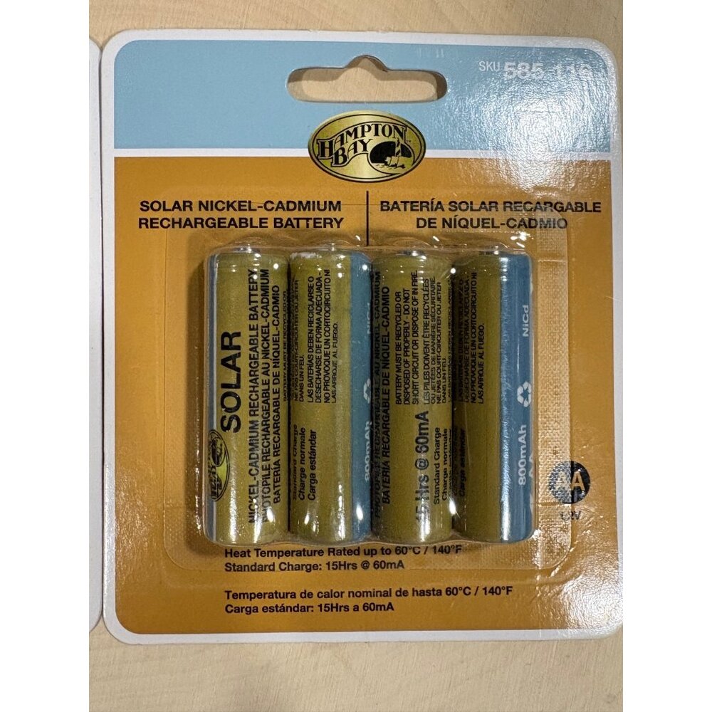 Hampton Bay AA Solar Rechargeable Nickel-Cadmium Batteries 800mAh 2 Packs - Picture 4 of 7